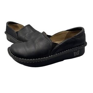 Alegria Shoes Womens Size 37 Black Leather Slip On Comfort Nursing Work Loafers